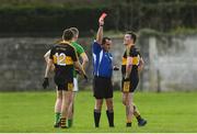 29 October 2017; Alan O'Sullivan of Dr. Crokes is shown a red card by Referee Kevin Murphy during the AIB Munster GAA Football Senior Club Championship Quarter-Final match between Clonmel Commercials and Dr. Crokes at Clonmel Sportsfield, Clonmel in Tipperary. Photo by Eóin Noonan/Sportsfile