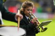 29 October 2017; Eight year old Jude Murray, a member of the St Patricks Brass and Reed Band, plays the Cornet before the Kilkenny County Senior Hurling Championship Final match between Dicksboro and James Stephens at Nowlan Park in Kilkenny. Photo by Ray McManus/Sportsfile