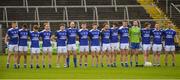29 October 2017; The Cavan Gaels team stand for the anthem before the AIB Ulster GAA Football Senior Club Championship Quarter-Final match between Cavan Gaels and Lamh Dhearg at Kingspan Breffni in Cavan. Photo by Oliver McVeigh/Sportsfile