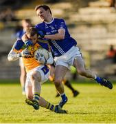 29 October 2017; Stephen Shovlin of Kilcar in action against James Hamill of Scotstown during the AIB Ulster GAA Football Senior Club Championship Quarter-Final match between Scotstown and Kilcar at St Tiernach's Park, Clones in Monaghan. Photo by Philip Fitzpatrick/Sportsfile