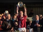 29 October 2017; The Dicksboro captain Ollie Walsh, with Eamon McCardle, president, St Canice's Kilkenny Credit Union Ltd, left, and Kilkenny County Board Chairman Ned Quinn, lifts the Tom Walsh Cup afterthe Kilkenny County Senior Hurling Championship Final match between Dicksboro and James Stephens at Nowlan Park in Kilkenny. Photo by Ray McManus/Sportsfile