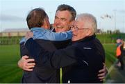 29 October 2017; Simonstown manager Colm O'Rourke, centre, celebrates with Jim McCabe, team mentor, and Jim Lane, Simonstown GAA chairman, right, after the Meath County Senior Football Championship Final match between Simonstown Gaels and Summerhill at Páirc Tailteann, Navan in Co Meath. Photo by Piaras Ó Mídheach/Sportsfile