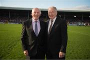 29 October 2017; Pat Henderson, right, and team captain Eddie Kehir, both members of the Kilkenny 1969 All-Ireland winning team, who were honoured at half time during the Kilkenny County Senior Hurling Championship Final match between Dicksboro and James Stephens at Nowlan Park in Kilkenny.  Photo by Ray McManus/Sportsfile