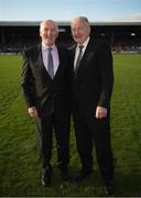 29 October 2017; Pat Henderson, right, and team captain Eddie Kehir, both members of the Kilkenny 1969 All-Ireland winning team, who were honoured at half time during the Kilkenny County Senior Hurling Championship Final match between Dicksboro and James Stephens at Nowlan Park in Kilkenny.  Photo by Ray McManus/Sportsfile