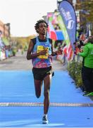 29 October 2017; Alemu Gemechu of Ethiopia crosses the finish line during the SSE Airtricity Dublin Marathon 2017 at Merrion Square in Dublin City. 20,000 runners took to the Fitzwilliam Square start line to participate in the 38th running of the SSE Airtricity Dublin Marathon, making it the fifth largest marathon in Europe. Photo by Sam Barnes/Sportsfile
