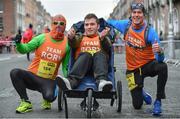 29 October 2017; Team Rory, from left, Stewart Johnson, Rory Conroy and Micheal Mayer, from Rathfarnham, Co Dublin, ahead of the SSE Airtricity Dublin Marathon 2017 in Dublin City. 20,000 runners took to the Fitzwilliam Square start line to participate in the 38th running of the SSE Airtricity Dublin Marathon, making it the fifth largest marathon in Europe. Photo by Sam Barnes/Sportsfile
