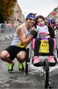 29 October 2017; Team Alana, from left, Keith Russell and Alana Russell from Navan, Co Meath, ahead of the SSE Airtricity Dublin Marathon 2017 in Dublin City. 20,000 runners took to the Fitzwilliam Square start line to participate in the 38th running of the SSE Airtricity Dublin Marathon, making it the fifth largest marathon in Europe. Photo by Sam Barnes/Sportsfile
