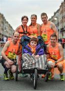29 October 2017; Team Archie, from left, Adrian Smith, Sinead Gannon, Tonya Hand, Archie, 11, Mark Gilleran and Frank Murphy, ahead of the SSE Airtricity Dublin Marathon 2017 in Dublin City. 20,000 runners took to the Fitzwilliam Square start line to participate in the 38th running of the SSE Airtricity Dublin Marathon, making it the fifth largest marathon in Europe. Photo by Sam Barnes/Sportsfile