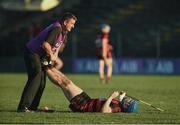 29 October 2017; David O'Sullivan of Ballygunner receives treatment for cramp during extra time in the AIB Munster GAA Hurling Senior Club Championship Quarter-Final match between Ballygunner and Thurles Sarsfields at Walsh Park in Waterford. Photo by Diarmuid Greene/Sportsfile