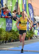 29 October 2017; Gemma Rankin of Scotland, crosses the finish line during the SSE Airtricity Dublin Marathon 2017 at Merrion Square in Dublin City. 20,000 runners took to the Fitzwilliam Square start line to participate in the 38th running of the SSE Airtricity Dublin Marathon, making it the fifth largest marathon in Europe. Photo by Sam Barnes/Sportsfile