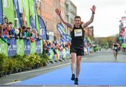 29 October 2017; Brian Lenihan of Goatstown, Co Dublin, crosses the finish line during the SSE Airtricity Dublin Marathon 2017 at Merrion Square in Dublin City. 20,000 runners took to the Fitzwilliam Square start line to participate in the 38th running of the SSE Airtricity Dublin Marathon, making it the fifth largest marathon in Europe. Photo by Sam Barnes/Sportsfile
