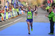 29 October 2017; John McMenamin of Metro St Brigid's AC, Co Dublin, crosses the finish line during the SSE Airtricity Dublin Marathon 2017 at Merrion Square in Dublin City. 20,000 runners took to the Fitzwilliam Square start line to participate in the 38th running of the SSE Airtricity Dublin Marathon, making it the fifth largest marathon in Europe. Photo by Sam Barnes/Sportsfile