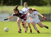 25 August 2012; Megan Glynn, Galway, in action against Ailbhe Dowling, Cork. All Ireland U16 ‘A’ Championship Final, Cork v Galway, MacDonagh Park, Nenagh, Co. Tipperary. Picture credit: Matt Browne / SPORTSFILE