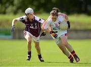 25 August 2012; Amy O'Connor, Cork, in action against Shauna Hynes, Galway. All Ireland U16 ‘A’ Championship Final, Cork v Galway, MacDonagh Park, Nenagh, Co. Tipperary. Picture credit: Matt Browne / SPORTSFILE