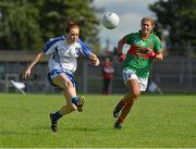 25 August 2012; Grainne McNally, Monaghan, in action against Sarah Rowe, Mayo. TG4 All-Ireland Ladies Football Senior Championship Quarter-Final, Mayo v Monaghan, Dr. Hyde Park, Co. Roscommon. Picture credit: Barry Cregg / SPORTSFILE