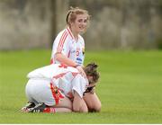 25 August 2012; Cork's Mairead Corkery,10, and Julie Dennehy after the final whistle. All Ireland U16 ‘A’ Championship Final, Cork v Galway, MacDonagh Park, Nenagh, Co. Tipperary. Picture credit: Matt Browne / SPORTSFILE