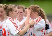 25 August 2012; Cork's Aisling Kelleher, left, and Ailbhe Dowling, right,  after the final whistle. All Ireland U16 ‘A’ Championship Final, Cork v Galway, MacDonagh Park, Nenagh, Co. Tipperary. Picture credit: Matt Browne / SPORTSFILE
