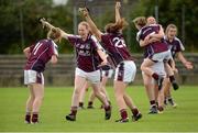 25 August 2012; Galway players, including Louise Ward, 11, Sarah Gormally, 20, and Ailbhe Mahoney, 26, celebrate after the final whistle. All Ireland U16 ‘A’ Championship Final, Cork v Galway, MacDonagh Park, Nenagh, Co. Tipperary. Picture credit: Matt Browne / SPORTSFILE