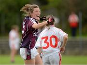25 August 2012; Galway's Megan Glynn celebrate after the final whistle. All Ireland U16 ‘A’ Championship Final, Cork v Galway, MacDonagh Park, Nenagh, Co. Tipperary. Picture credit: Matt Browne / SPORTSFILE
