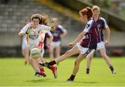 25 August 2012; Olivia Divilly, Galway, in action against Eimear Meaney, Cork. All Ireland U16 ‘A’ Championship Final, Cork v Galway, MacDonagh Park, Nenagh, Co. Tipperary. Picture credit: Matt Browne / SPORTSFILE