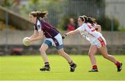 25 August 2012; Niamh Hanniffy, Galway, in action against Ciara O'Rourke, Cork. All Ireland U16 ‘A’ Championship Final, Cork v Galway, MacDonagh Park, Nenagh, Co. Tipperary. Picture credit: Matt Browne / SPORTSFILE