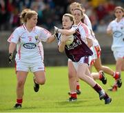 25 August 2012; Emma Reaney, Galway, in action against Elaine Carey, Cork. All Ireland U16 ‘A’ Championship Final, Cork v Galway, MacDonagh Park, Nenagh, Co. Tipperary. Picture credit: Matt Browne / SPORTSFILE
