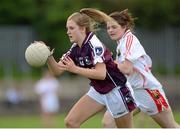 25 August 2012; Aoibhinn Joyce, Galway, in action against Marie Ambrose, Cork. All Ireland U16 ‘A’ Championship Final, Cork v Galway, MacDonagh Park, Nenagh, Co. Tipperary. Picture credit: Matt Browne / SPORTSFILE