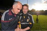 25 August 2012; Galway manager Anthony Cunningham, left, and Kilkenny manager Richie Mulrooney after the game. Bord Gáis Energy GAA Hurling Under-21 All-Ireland Championship Semi-Final, Galway v Kilkenny, Semple Stadium, Thurles, Co. Tipperary. Picture credit: Matt Browne / SPORTSFILE