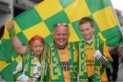 26 August 2012; Supporters Patrick Barry and his daughter Aoibheann  and son Rossa, Mount Charles, Co. Donegal, ahead of the game. GAA Football All-Ireland Senior Championship Semi-Final, Cork v Donegal, Croke Park, Dublin. Picture credit: Oliver McVeigh / SPORTSFILE