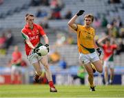 26 August 2012; Patrick Durcan, Mayo, in action against Stephen Coogan, Meath. Electric Ireland GAA Football All-Ireland Minor Championship Semi-Final, Meath v Mayo, Croke Park, Dublin. Picture credit: Ray McManus / SPORTSFILE