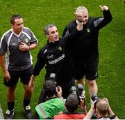 26 August 2012; Donegal manager Jim McGuinness salutes the supporters after the game. GAA Football All-Ireland Senior Championship Semi-Final, Cork v Donegal, Croke Park, Dublin. Picture credit: Dáire Brennan / SPORTSFILE