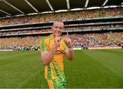 26 August 2012; Neil Gallagher celebrates in front of a Cusack Stand full of Donegal supporters after the game. GAA Football All-Ireland Senior Championship Semi-Final, Cork v Donegal, Croke Park, Dublin. Picture credit: Ray McManus / SPORTSFILE