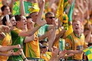 26 August 2012; Donegal supporters, in the Cusack Stand, celebrates a score. GAA Football All-Ireland Senior Championship Semi-Final, Cork v Donegal, Croke Park, Dublin. Picture credit: Ray McManus / SPORTSFILE