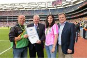26 August 2012; Nicola and Martin McBride, from Kerrykeel, Co. Donegal, who were the 1,000,000th GAA Championship Spectator of 2012, with GAA President Liam Ó Néill and Peter McKenna, Stadium & Commercial Director. The 1,000,000th Championship Spectator of 2012, Croke Park, Dublin. Picture credit: Ray McManus / SPORTSFILE