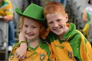 26 August 2012; Donegal supporters Annie McGroedy, seven years, and her brother Johnny, ten years, from Gort na Brade, Downings, Co Donegal. GAA Football All-Ireland Senior Championship Semi-Final, Cork v Donegal, Croke Park, Dublin. Picture credit: Ray McManus / SPORTSFILE
