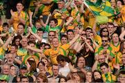 26 August 2012; Donegal supporters, in the Cusack Stand, celebrate after the final whistle. GAA Football All-Ireland Senior Championship Semi-Final, Cork v Donegal, Croke Park, Dublin. Picture credit: Ray McManus / SPORTSFILE