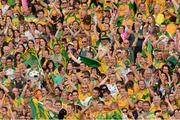 26 August 2012; Donegal supporters, in the Cusack Stand, celebrate after the final whistle. GAA Football All-Ireland Senior Championship Semi-Final, Cork v Donegal, Croke Park, Dublin. Picture credit: Ray McManus / SPORTSFILE