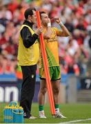 26 August 2012; Karl Lacey, Donegal, taking a high energy drink before the game. GAA Football All-Ireland Senior Championship Semi-Final, Cork v Donegal, Croke Park, Dublin. Picture credit: Oliver McVeigh / SPORTSFILE