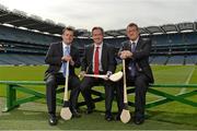 28 August 2012; The 40th Annual One Direct Kilmacud Crokes All-Ireland Senior Hurling Sevens Competition was launched today in Croke Park. In attendance at the launch are, from left, Kilmacud Crokes Hurling Chairman Peter Walsh, One Direct Managing Director David Egan and Chairman of Kilmacud Crokes sevens work group Tom Rock. Croke Park, Dublin. Picture credit: Barry Cregg / SPORTSFILE