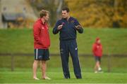 30 October 2017; Munster scrum coach Jerry Flannery and Munster director of rugby Rassie Erasmus in conversation during Munster Rugby Squad Training at the University of Limerick in Limerick. Photo by Diarmuid Greene/Sportsfile