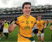 26 August 2012; Fiachra Ward, Meath, celebrates after the final whistle. Electric Ireland GAA Football All-Ireland Minor Championship Semi-Final, Meath v Mayo, Croke Park, Dublin. Picture credit: Oliver McVeigh / SPORTSFILE