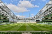 30 August 2012; A general view of the goalposts in the Aviva Stadium ahead of the 2012 Emerald Isle Classic against Notre Dame on Saturday. Notre Dame Practice Session, Lansdowne Rugby Club, Lansdowne Road, Dublin. Picture credit: Brendan Moran / SPORTSFILE