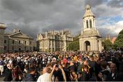 30 August 2012; A general view of the crowd during the pep rally ahead of the Global Ireland Football Tournament 2012. Global Ireland Football Tournament 2012, Pep Rally, Trinity College, Dublin. Picture credit: Pat Murphy / SPORTSFILE