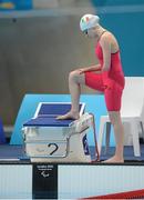 30 August 2012; Ireland's Ellen Keane, from Clontarf, Dublin, prepares for her final of the women's 100m butterfly - S9. Keane finished 7th overall in a time of 1:14.04. London 2012 Paralympic Games, Swimming, Aquatics Centre, Olympic Park, Stratford, London, England. Picture credit: Brian Lawless / SPORTSFILE