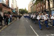30 August 2012; The Notre Dame High School marching band during the parade ahead of the Global Ireland Football Tournament 2012. Global Ireland Football Tournament 2012, Parade, Dawson Street, Dublin. Picture credit: Pat Murphy / SPORTSFILE