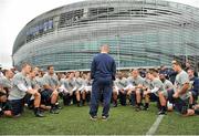 31 August 2012; Navy's Maj. Andrew Thompson speaking to the team during a practice session ahead of the 2012 Emerald Isle Classic match against Notre Dame on Saturday. Lansdowne Rugby Club, Lansdowne Road, Dublin. Picture credit: Barry Cregg / SPORTSFILE