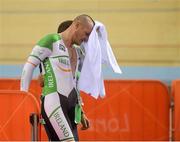 31 August 2012; Ireland's Colin Lynch, from Macclesfield, England, reacts after the men's individual C2 pursuit bronze medal final. London 2012 Paralympic Games, Cycling, Velodrome, Olympic Park, Stratford, London, England. Picture credit: Brian Lawless / SPORTSFILE