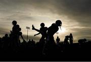 31 August 2012; The Hamilton High School team go through their warm-up routine before the game. Global Ireland Football Tournament 2012, Notre Dame High School, California v Hamilton High School, Arizona, Parnell Park, Dublin. Picture credit: Brendan Moran / SPORTSFILE