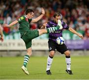 31 August 2012; Stephen Kenny, Cork City, in action against Stephen Rice, Shamrock Rovers. Airtricity League Premier Division, Cork City v Shamrock Rovers, Turners Cross, Co. Cork. Picture credit: David Maher / SPORTSFILE