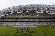 1 September 2012; The University of Notre Dame marching band preform during the half-time break. NCAA Emerald Isle Classic, Notre Dame v Navy, Aviva Stadium, Lansdowne Road, Dublin. Picture credit: Stephen McCarthy / SPORTSFILE